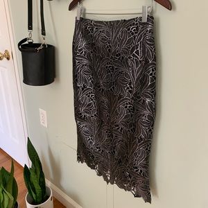 WHBM Black and Silver High Waist Pencil Skirt